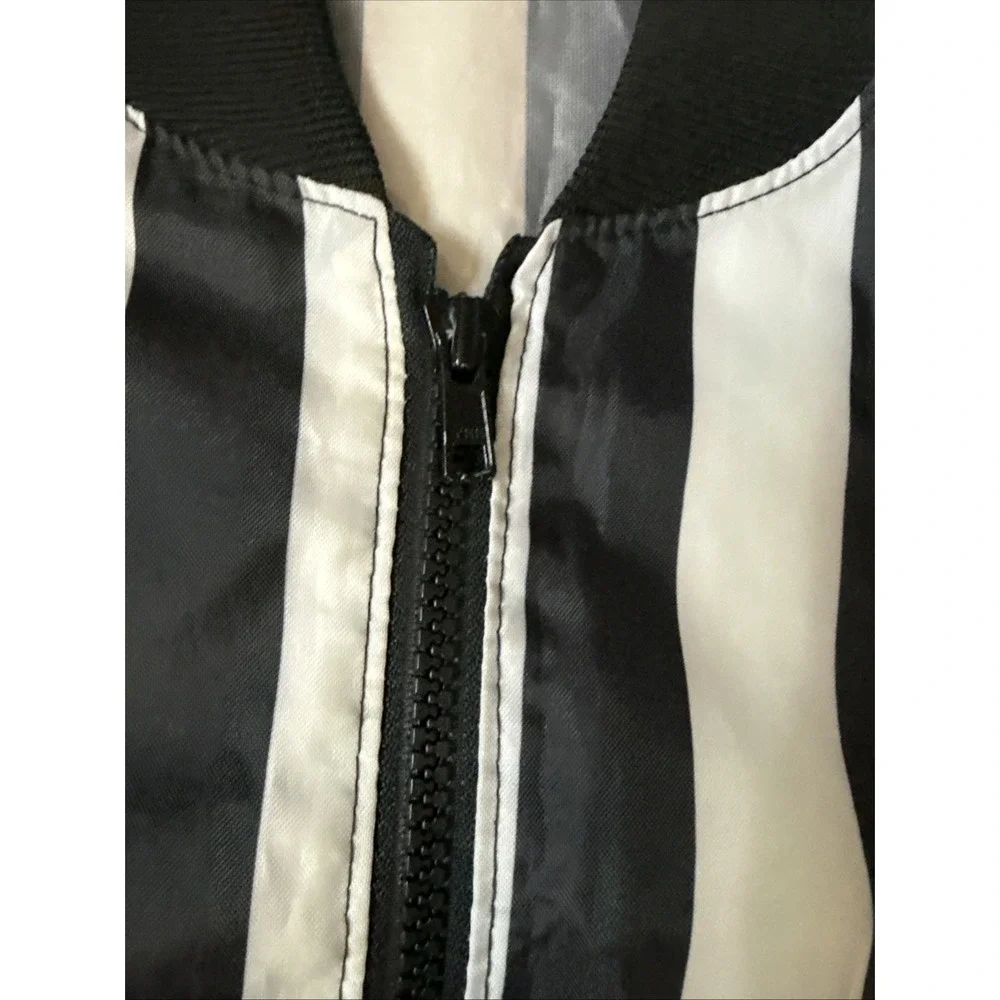 VTG +POS Referee Jacket Black White Striped Windbreaker Rain Made USA XL